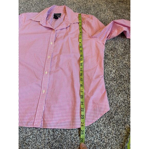 Chaps No Iron Women's Pink White Gingham 3/4 Sleeve Blouse Button-up XLP - Picture 5 of 6
